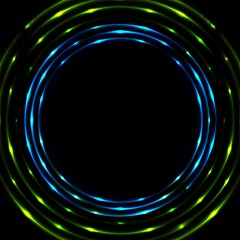 Image showing Blue green glowing circles design