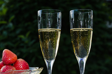 Image showing Two glasses with sparkling wine