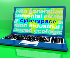 Image showing Cyberspace Definition On Laptop Shows Internet