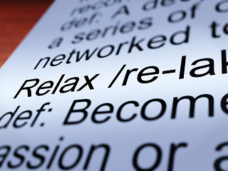 Image showing Relax Definition Closeup Showing Less Stress