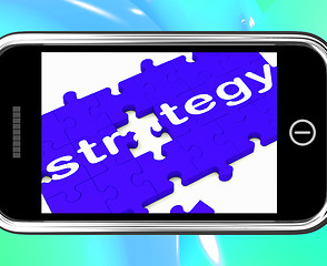 Image showing Strategy On Smartphone Shows Planning