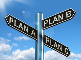 Image showing Plan A B or C Choice Showing Strategy Change Or Dilemma