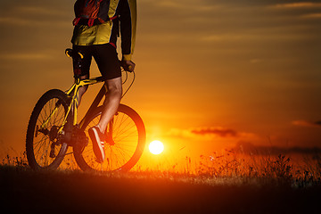 Image showing Sporty Man Riding a Bicycle on the Country Road.