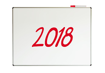 Image showing 2018, message on whiteboard