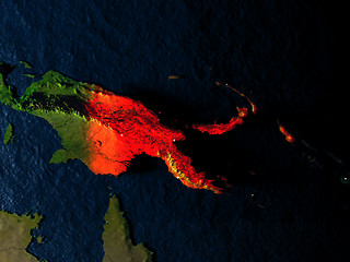 Image showing Papua New Guinea in red from space at night