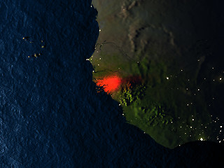 Image showing Guinea-Bissau in red from space at night