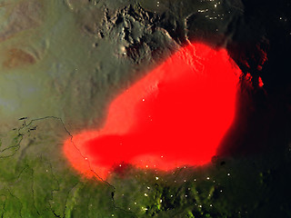 Image showing Niger in red from space at night