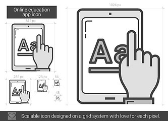 Image showing Online education app line icon.