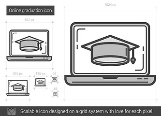 Image showing Online graduation line icon.