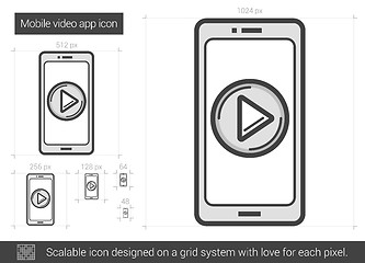 Image showing Mobile video app line icon.