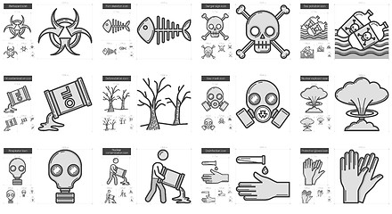 Image showing Ecology biohazard line icon set.