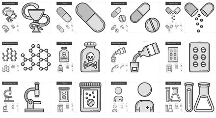 Image showing Medicine line icon set.