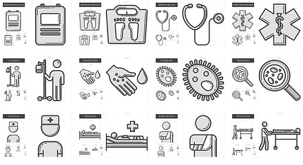 Image showing Medicine line icon set.