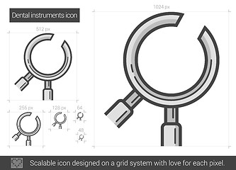 Image showing Dental instruments line icon.