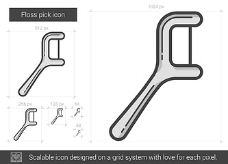 Image showing Floss pick line icon.