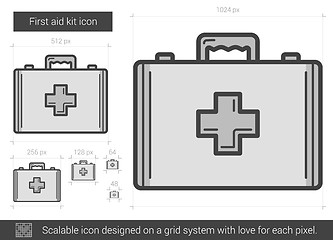 Image showing First aid kit line icon.