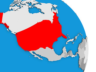 Image showing USA on globe