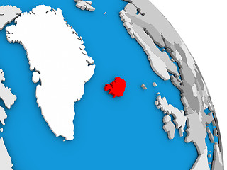 Image showing Iceland on globe