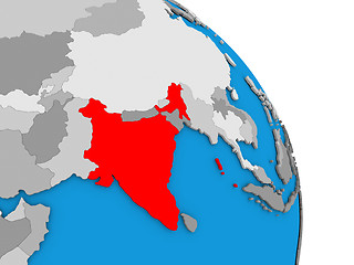 Image showing India on globe