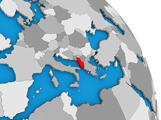 Image showing Albania on globe