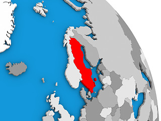 Image showing Sweden on globe