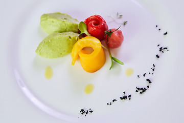 Image showing Steamed mixed vegetables. Close up. Shallow dof.