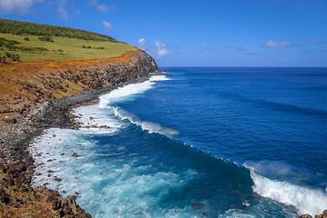 Image showing Cliffs on Rano Kau volcano in Easter Island