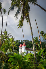 Image showing Haapiti church in Moorea island jungle, landscape