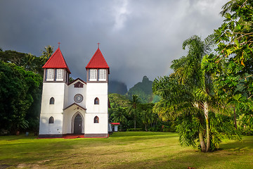 Image showing Haapiti church in Moorea island jungle, landscape