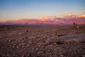 Image showing Valle de la Luna at sunset in San Pedro de Atacama, Chile