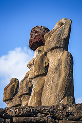 Image showing Moais statues, ahu Tongariki, easter island