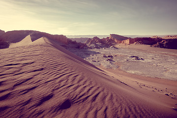 Image showing Sand dunes in Valle de la Luna, San Pedro de Atacama, Chile