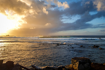 Image showing Pacific ocean at sunset on Easter Island