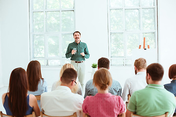 Image showing Speaker at Business Meeting in the conference hall.