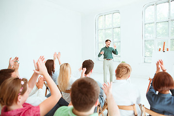 Image showing Speaker at Business Meeting in the conference hall.