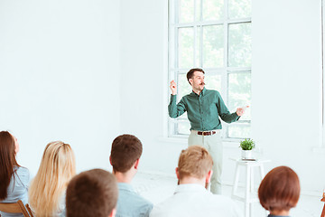 Image showing Speaker at Business Meeting in the conference hall.