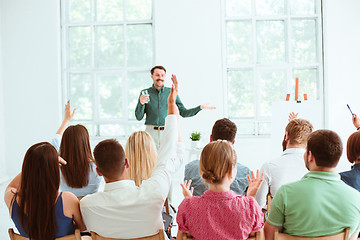 Image showing Speaker at Business Meeting in the conference hall.