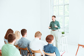 Image showing Speaker at Business Meeting in the conference hall.