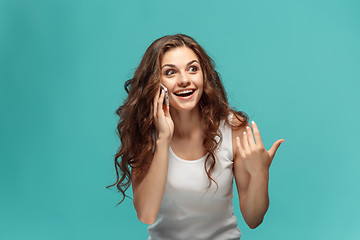 Image showing The young woman\'s portrait with happy emotions