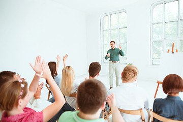 Image showing Speaker at Business Meeting in the conference hall.