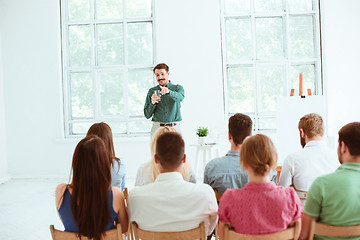 Image showing Speaker at Business Meeting in the conference hall.