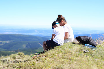 Image showing Tourists. Mountaineering. Mountain expedition.