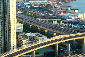 Image showing highway in city downtown at day