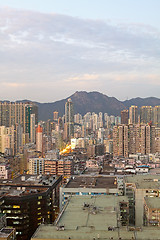 Image showing hongkong urban area in sunset moment