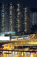 Image showing Night shot of a city skyline.