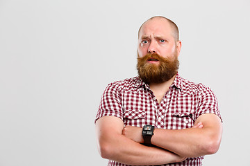 Image showing Surprised man with ginger beard