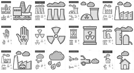 Image showing Ecology biohazard line icon set.