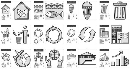 Image showing Ecology line icon set.