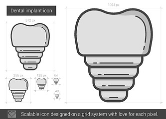 Image showing Dental implant line icon.