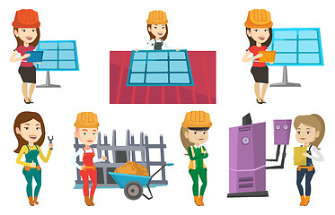 Image showing Vector set of constructors and builders characters